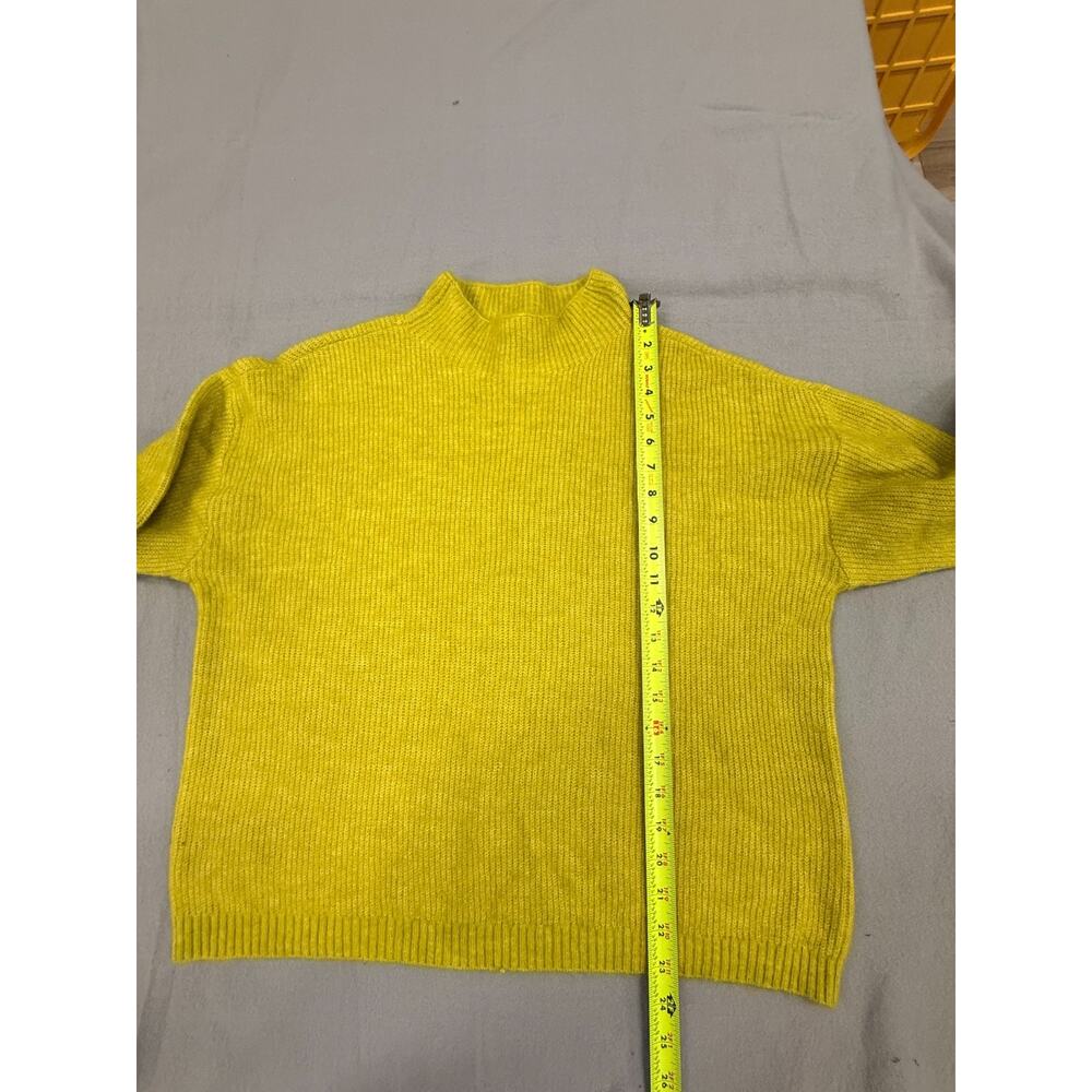 Dkny Sweater Womens L Citronella Wool Blend Knit Funnel Neck Drop Shoulder NWT - Picture 7 of 12